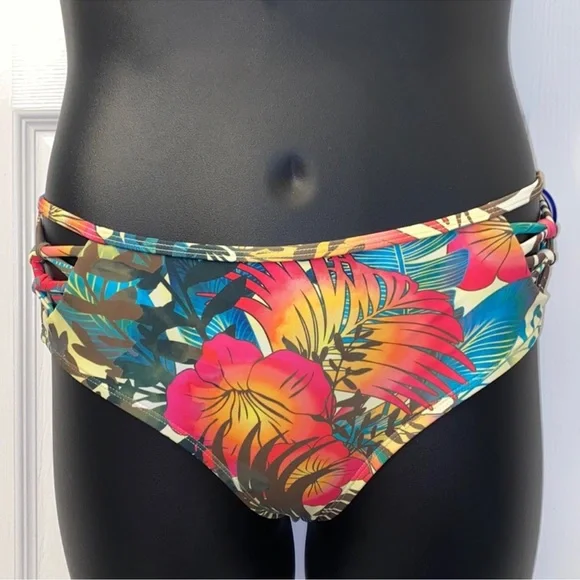 New! Swimsuit For All Tropical Hibiscus Print Two Piece - Picture 7 of 11